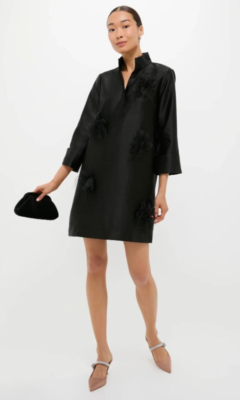 Tuckernuck Black Embellished Dupioni Megan Dress size L large